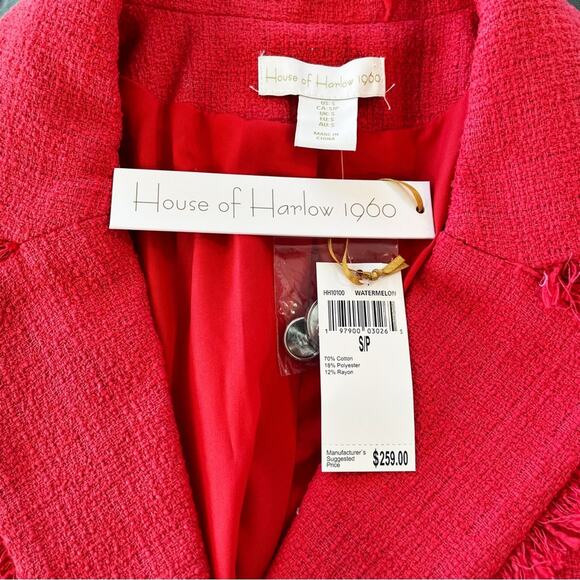 NEW House of Harlow Tweed One Button Blazer Watermelon Size Small - Picture 12 of 14